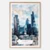 00 - London Business Skyline Watercolor Art Print - Main - Wood Frame