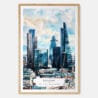 00 - London Business Skyline Watercolor Art Print - Main - Wood Frame