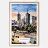 00 - Melbourne Watercolor Art Print - Main - Wood Frame