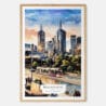 00 - Melbourne Watercolor Art Print - Main - Wood Frame