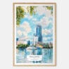 00 - Orlando Florida Watercolor Art Print - Main - Wood Frame