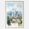 00 - Portland Oregon Watercolor Art Print - Main - Wood Frame