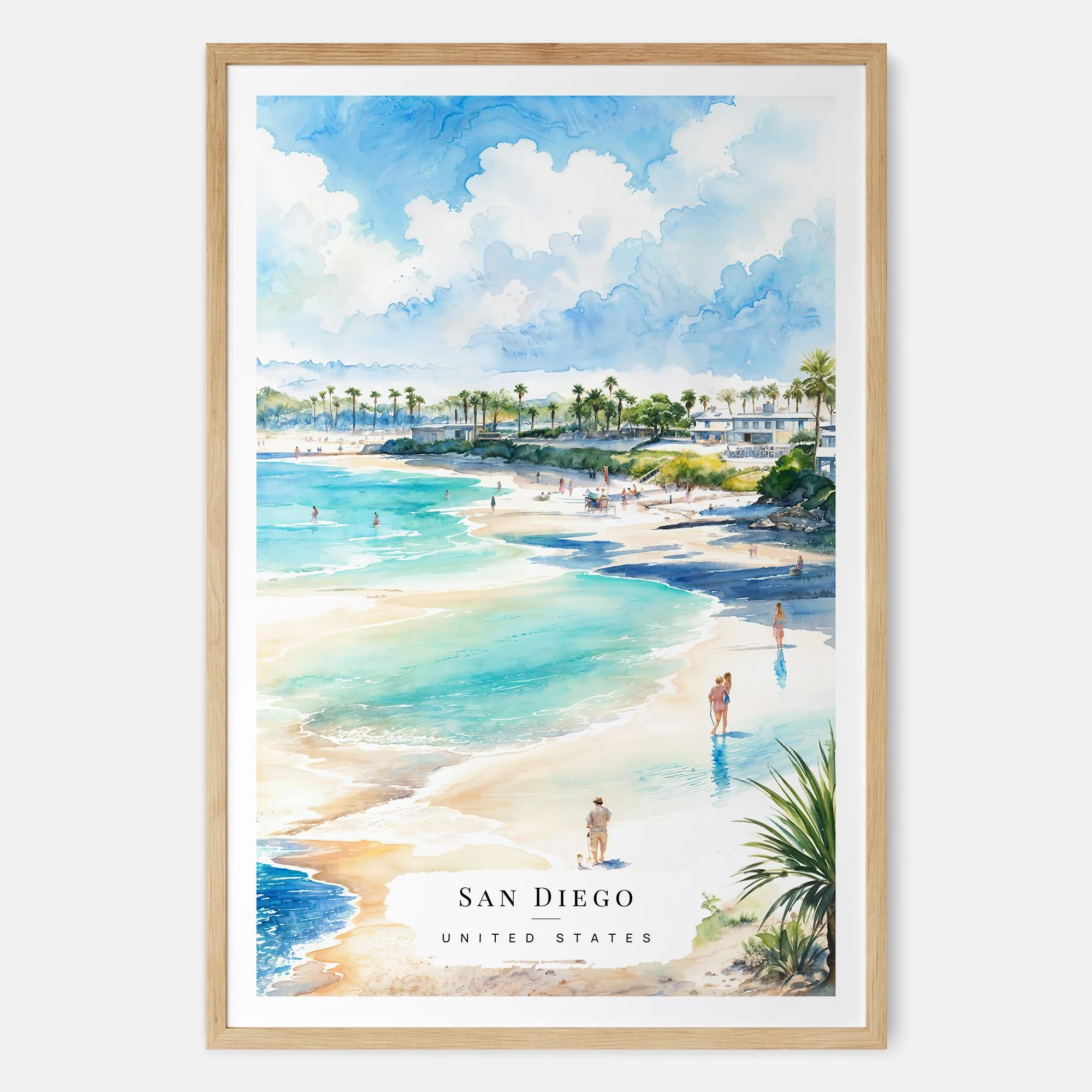 San Diego Beach Watercolor Print