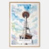 00 - Seattle Space Needle Watercolor Art Print - Main - Wood Frame
