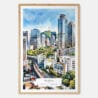 00 - Seoul Skyline Watercolor Art Print - Main - Wood Frame
