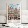 01 - Framed Brussels Watercolor Wall Art leaning against couch - Portrait