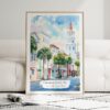 01 - Framed Charleston SC Watercolor Wall Art leaning against couch - Portrait