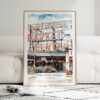 01 - Framed Seattle Pike Place Market Watercolor Wall Art leaning against couch - Portrait