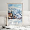 01 - Framed Telluride Colorado Watercolor Wall Art leaning against couch - Portrait