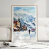 01 - Framed Telluride Colorado Watercolor Wall Art leaning against couch - Portrait