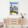 02 - Atlanta Skyline Watercolor Art Print Hanging above Shelf