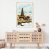 02 - Bali Temple Watercolor Art Print Hanging above Shelf