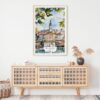 02 - Belgrade Watercolor Art Print Hanging above Shelf