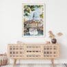 02 - Belgrade Watercolor Art Print Hanging above Shelf