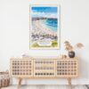 02 - Bondi Beach Watercolor Art Print Hanging above Shelf