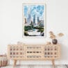 02 - Chicago Millennium Park Watercolor Art Print Hanging above Shelf