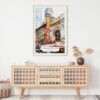 02 - Chicago Theater Watercolor Art Print Hanging above Shelf