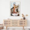 02 - Chicago Theater Watercolor Art Print Hanging above Shelf