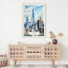 02 - Chicago Willis Tower Watercolor Art Print Hanging above Shelf