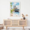 02 - Cologne Cathedral Watercolor Art Print Hanging above Shelf