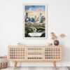 02 - Houston Texas Watercolor Art Print Hanging above Shelf