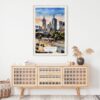 02 - Melbourne Watercolor Art Print Hanging above Shelf