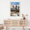 02 - Melbourne Watercolor Art Print Hanging above Shelf