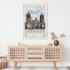 02 - Mexico Metropolitan Cathedral Watercolor Art Print Hanging above Shelf