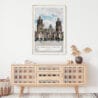 02 - Mexico Metropolitan Cathedral Watercolor Art Print Hanging above Shelf