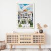 02 - Mexico Palacio de Bellas Artes Watercolor Art Print Hanging above Shelf