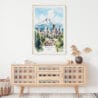 02 - Portland Oregon Watercolor Art Print Hanging above Shelf