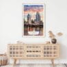 02 - San Diego Skyline Watercolor Art Print Hanging above Shelf