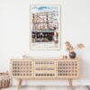 02 - Seattle Pike Place Market Watercolor Art Print Hanging above Shelf