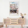 02 - Seattle Pike Place Market Watercolor Art Print Hanging above Shelf