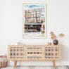 02 - Seattle Pike Place Market Watercolor Art Print Hanging above Shelf