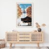 02 - Seoul N Seoul Tower Korea Watercolor Art Print Hanging above Shelf