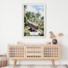 02 - Sri Lanka Train Watercolor Art Print Hanging above Shelf