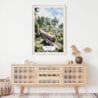 02 - Sri Lanka Train Watercolor Art Print Hanging above Shelf