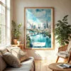 04 - Austin Texas Watercolor Wall Art in Boho Living Room