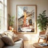 04 - Chicago Theater Watercolor Wall Art in Boho Living Room