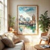 04 - Cincinnati Ohio Watercolor Wall Art in Boho Living Room
