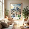 04 - Denver Colorado Skyline Watercolor Wall Art in Boho Living Room