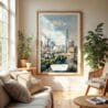 04 - London The Shard Watercolor Wall Art in Boho Living Room