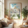 04 - Mexico Palacio de Bellas Artes Watercolor Wall Art in Boho Living Room