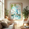 04 - Orlando Florida Watercolor Wall Art in Boho Living Room