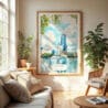 04 - Orlando Florida Watercolor Wall Art in Boho Living Room
