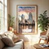 04 - San Diego Skyline Watercolor Wall Art in Boho Living Room