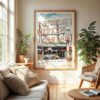 04 - Seattle Pike Place Market Watercolor Wall Art in Boho Living Room