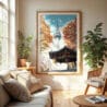 04 - Seoul N Seoul Tower Korea Watercolor Wall Art in Boho Living Room