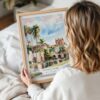 05 - Woman Holding Framed Balboa Park Watercolor Wall Art - Portrait
